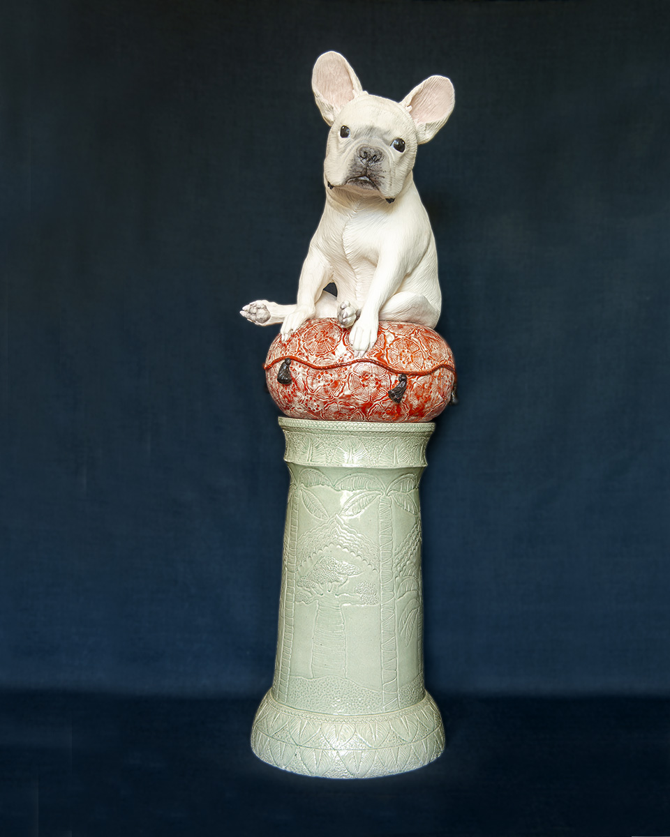 Figurative ceramic sculpture of French Bulldog 'Flynn'